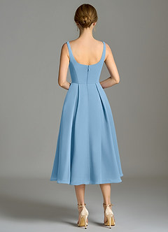 Azazie Amalie Bridesmaid Dresses Steel Blue A-Line Pleated Chiffon Dress image2