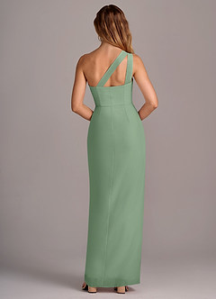 Azazie Tatianna Bridesmaid Dresses Matcha Sheath One Shoulder Chiffon Dress image2