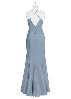 Azazie Carolina Brautjungfernkleider Meerjungfrau-Linie Gestreift Chiffon Kleid Staubblau image7