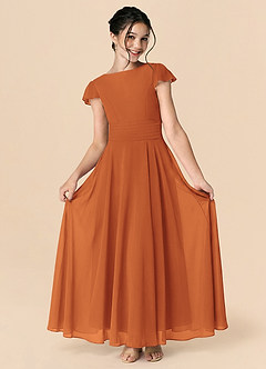 Azazie Payton Cinnamon A-Line Bow Chiffon Dress image3