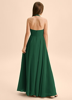 Azazie Kady Junior Robe Trapèze en Mousseline de soie Encolure en Forme de Cœur Vert Foncé image2