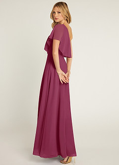 Azazie Lizzy Bridesmaid Dresses Mulberry A-Line One Shoulder Chiffon Dress image6