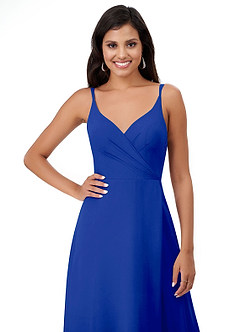 Azazie Lennon Bridesmaid Dresses Royal Blue A-Line Lace Chiffon Dress image6