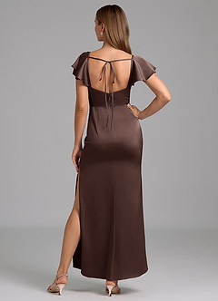 Azazie Demia Brautjungfernkleider Etui Herzausschnitt Stretch-Satin Kleid Ganache image6