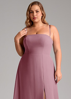 Azazie Wren Bridesmaid Dresses Vintage Mauve A-Line Side Slit Chiffon Convertible Dress image11