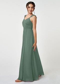 Azazie Emily Junior Eucalyptus A-Line Ruched Chiffon Dress image3