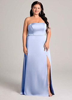 Azazie Wren Bridesmaid Dresses Ice A-Line Strapless Stretch Satin Convertible Dress image11