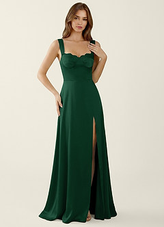 Dolce Vita Verde Esmeralda Vestido de fiesta de satén con espalda de encaje image7