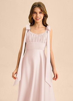 Azazie Halley Junior Klä av A-Line i Stretch Satin Rosett image6