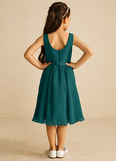 Azazie Ari Flower Girl Dresses Peacock A-Line Sleeveless Chiffon Dress image6