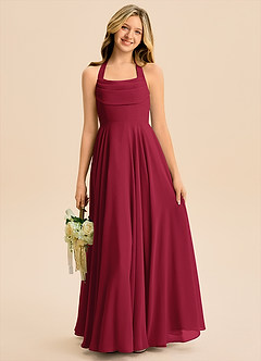 Azazie Kady Junior Burgundy A-Line Sweetheart Neckline Chiffon Dress image4