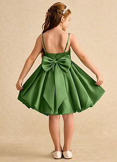 Azazie Davine Flower Girl Dresses Basil A-Line Spaghetti Strap Matte Satin Dress image1