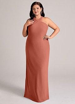 Azazie Doretta Bridesmaid Dresses Clay Mermaid Pleated Chiffon Dress image9