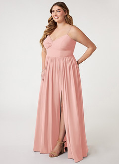 Azazie Zeya Bridesmaid Dresses Rosette A-Line V-Neck Pleated Chiffon Dress image8