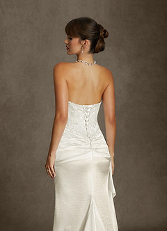 Azazie Angel Wedding Dresses Antique White Mermaid Strapless Charmeuse Dress image10