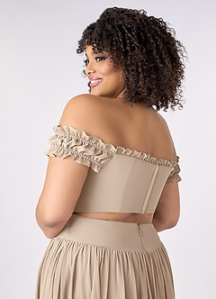 Barbie ♥ Azazie Bridesmaid Dresses Taupe A-Line Off the Shoulder Chiffon Convertible Dress image12