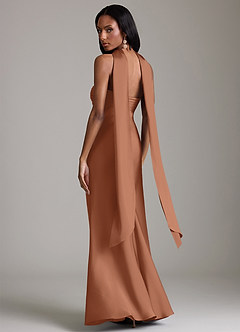 Azazie Saylor Brudtärnklänningar Klä av Sjöjungfru i Stretch Satin Axelbandslös Bronzer image8