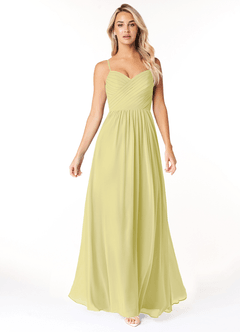 Azazie Lisbon Bridesmaid Dresses Lemon Sorbet A-Line Sweetheart Neckline Chiffon Dress image5