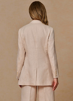 front Belicia Tan 100% Linen Blazer