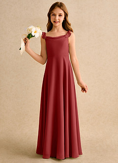 Azazie Puppy Girls Formal Flower Girl Dresses Rust A-Line Pleated Chiffon Dress image3