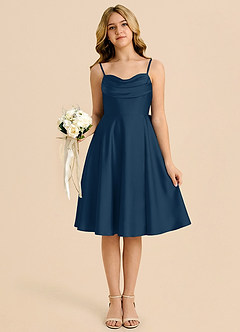 Azazie Bear Junior Linia A Dekolt w kształcie serca Satyna elastyczna Mini Młodsza druhna Sukienka image6