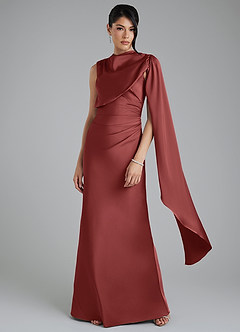 Azazie Taj Bridesmaid Dresses Terracotta Mermaid Corset Stretch Satin Dress image4