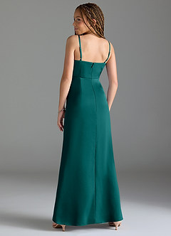 Azazie Maci Junior Peacock Mermaid Pleated Stretch Satin Dress image5