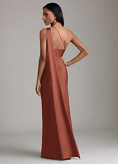 Azazie Galinda Suknie dla druhen Syrena Jedno ramię Satyna elastyczna Do ziemi Sukienka image6