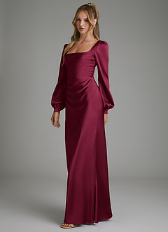 Azazie Brianna Bridesmaid Dresses Burgundy Mermaid Corset Stretch Satin Dress image5