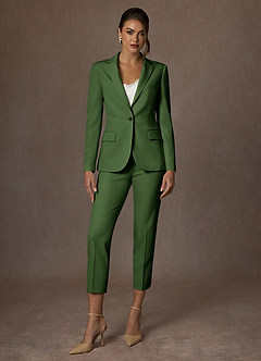 front Kennedy Olive Structured Stretch Dress Pants