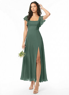 Azazie Bondi Brautjungfernkleider A-Linie Gestreift Chiffon Kleid Seemoos image1