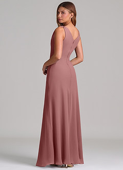 Azazie Nerine Brudtärnklänningar Klä av A-Linje i Chiffong Plisserad Desert Rose image2