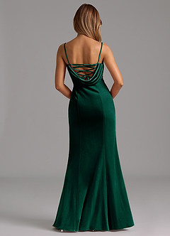 Azazie Karryn Bridesmaid Dresses Emerald Mermaid Corset Velvet Dress image5