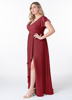 Azazie Omari Bridesmaid Dresses Pomegranate A-Line Chiffon Dress image9