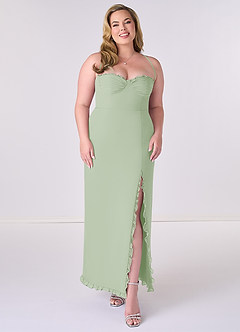 Barbie ♥ Azazie Bridesmaid Dresses Dusty Sage Sheath Corset Chiffon Dress image6