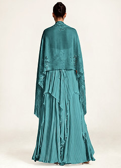 front Azazie Floral Lace Tassel Shawl