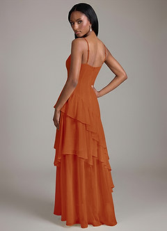 Azazie Elaina 신부 들러리 드레스 A라인 쉬폰 바닥 길이 드레스 image2