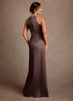 Azazie Lawrence Mother of the Bride Dresses Ganache A-Line Pleated Stretch Satin Dress image3