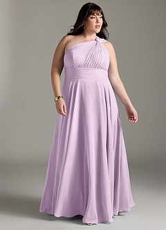 Azazie Charlize Vestidos de madrinha de casamento Vestido Lilás Fosco de Chiffon de Linha A com Um ombro image9
