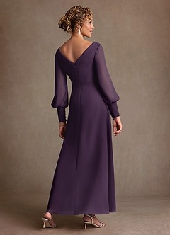 Azazie Paterson Abiti per la Madre della Sposa Abito A-Line in Chiffon Plissettato Prugna image2