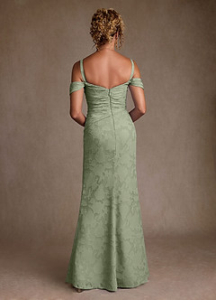 Azazie Irene 신부의 어머니 드레스 A라인 오프 더 숄더 플로럴 번아웃 플로어 길이 드레스 image4