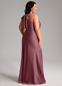 Azazie Doretta Bridesmaid Dresses Desert Rose Mermaid Pleated Stretch Satin Dress image8
