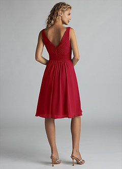 Azazie Grace Bridesmaid Dresses Scarlet A-Line Pleated Chiffon Dress image2