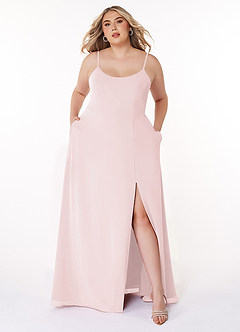 Azazie Moira Bridesmaid Dresses Blushing Pink A-Line Scoop Chiffon Dress image8