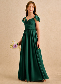 Azazie Meimei Girls Formal Sukienki dla dziewczynek sypiących kwiaty Linia A Pofałdowany Szyfon Długość podłogi Sukienka image5