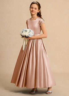 Azazie Bunny Junior Formal Sukienki dla dziewczynek sypiących kwiaty Suknia balowa Koronka Sznurówka Długość kostki Sukienka image6