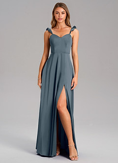 Azazie Everett Bridesmaid Dresses Twilight A-Line Stretch Satin Dress image3