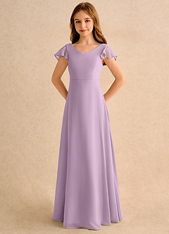 Azazie Nari Girls Formal Abiti da Ragazza di Fiori Abito A-Line in Chiffon con Maniche Glicine image6