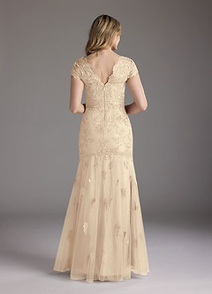 Azazie Marbella Mother of the Bride Dresses Champagne Mermaid Queen Anne Sequins Lace Dress image5