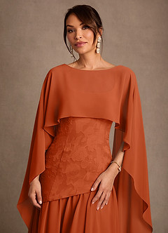 Azazie Flossie Abiti per la Madre della Sposa Abito A-Line in Chiffon Plissettato Arancia Bruciata image6